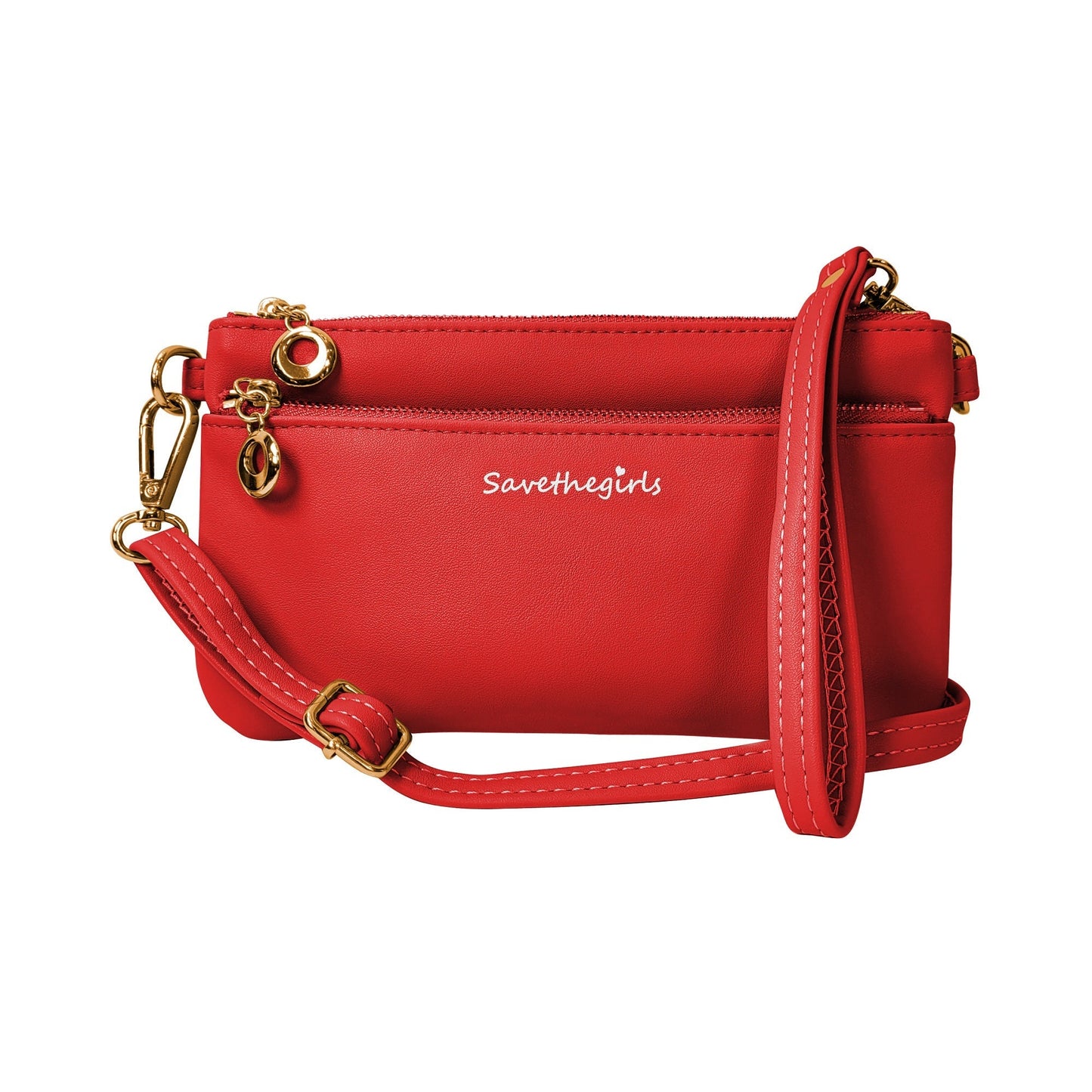 Creamy spice taupe Bella RFID wallet by SaveTheGirls with gold hardware and card slots visible in the image.