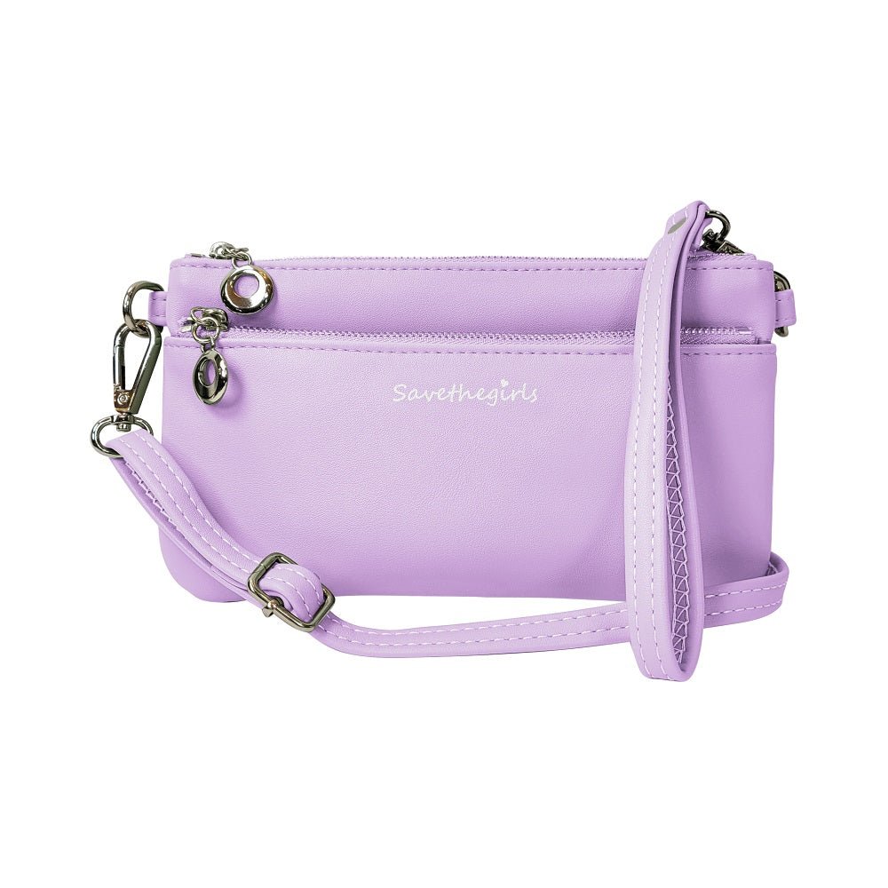Creamy spice taupe Bella RFID wallet by SaveTheGirls with gold hardware, featuring a sleek design and RFID blocking technology.