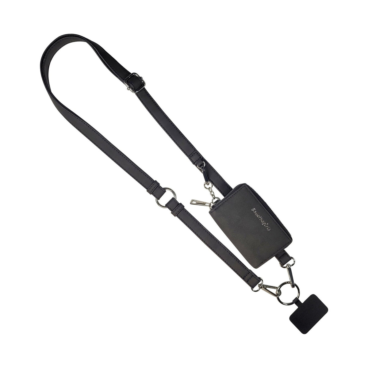 Deep cream rose Clip & Go strap with pouch, brushed vegan leather, gold hardware, and convenient clip for carrying essentials.