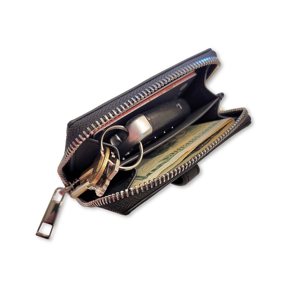 SaveTheGirls Clip & Go Strap with Rose pouch in brushed vegan leather, gold hardware, and clip for versatile carrying.