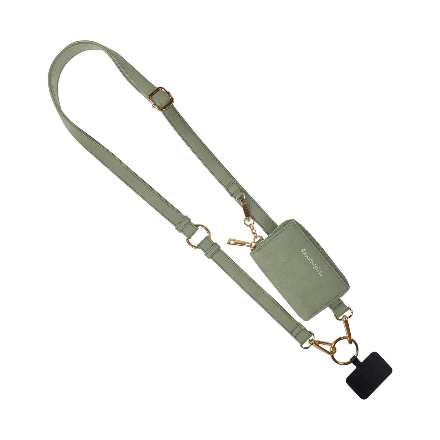 Deep cream rose Clip & Go strap with pouch, brushed vegan leather, gold hardware, and metal clip for easy attachment.