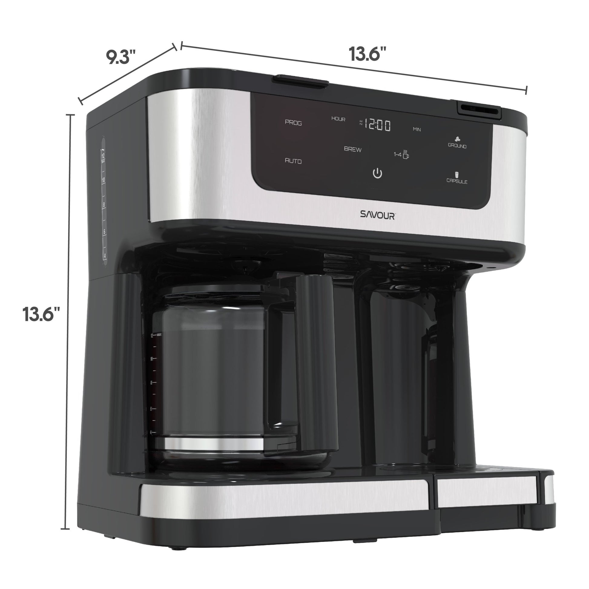 Savour Dual Coffee Maker, Programmable 12 - Cup Coffee Pot & Single Serve Coffee Machine - BACKUPMYFILESNOW.COM®