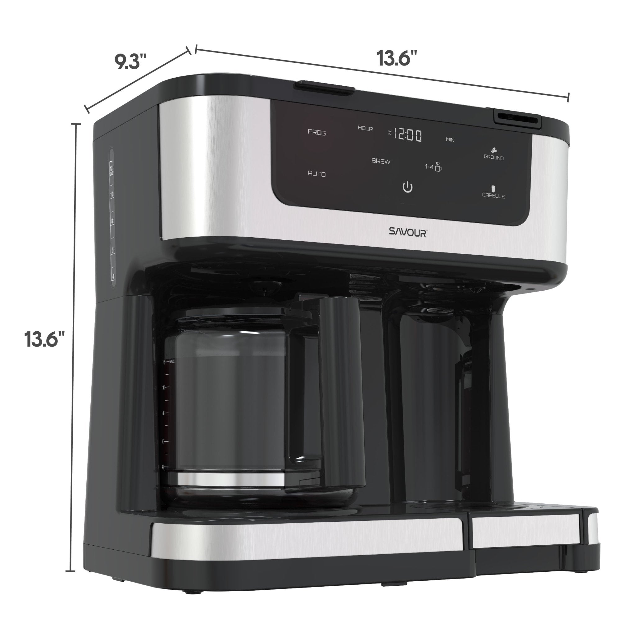 Savour Dual Coffee Maker, Programmable 12 - Cup Coffee Pot & Single Serve Coffee Machine - BACKUPMYFILESNOW.COM®