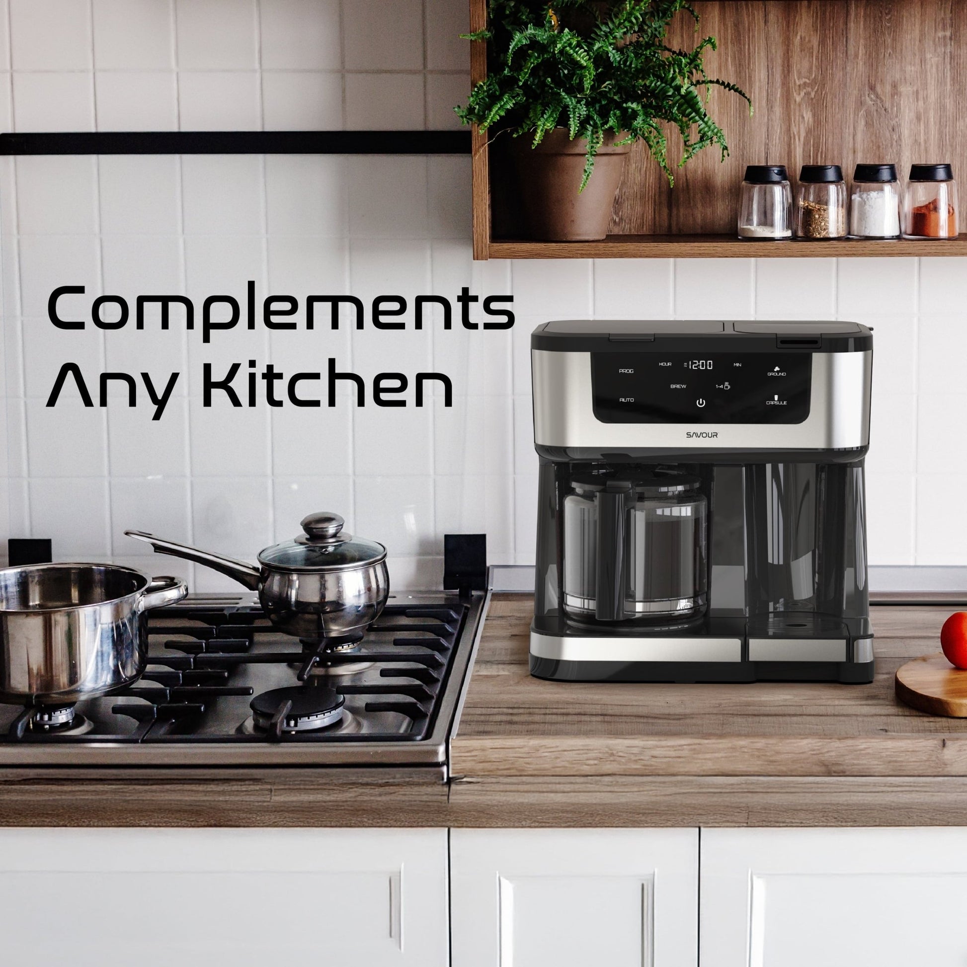 Savour Dual Coffee Maker, Programmable 12 - Cup Coffee Pot & Single Serve Coffee Machine - BACKUPMYFILESNOW.COM®