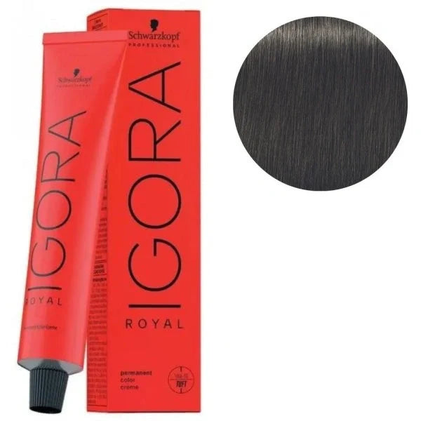 Schwarzkopf Igora Royal 6-2 Dark Smokey Blonde permanent hair color in a 60ml creme tube, featuring matte smoky blonde shade.