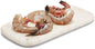 Fresh wild pink shrimp 16/20 with shell on from Seafood, previously frozen, displayed in a close-up image.