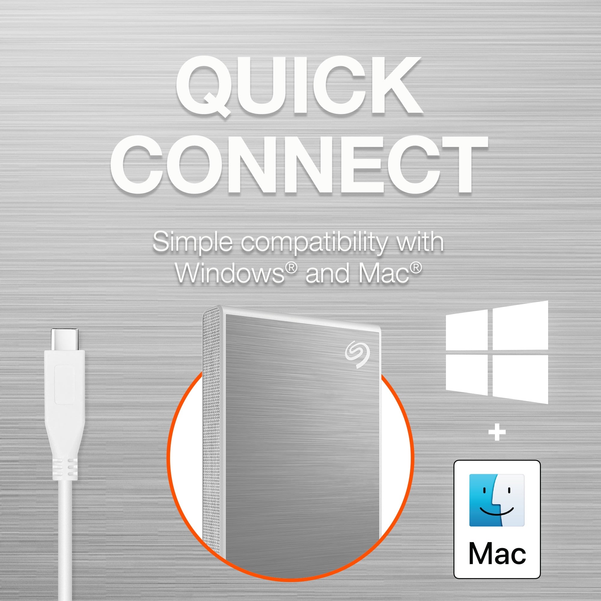 Seagate One Touch SSD 1TB External SSD Portable - Silver, Speeds up to 1030MB/s, with Android App, 1yr Mylio Create, 4mo Adobe Creative Cloud Photography Plan and Rescue Services (STKG1000401) - BACKUPMYFILESNOW