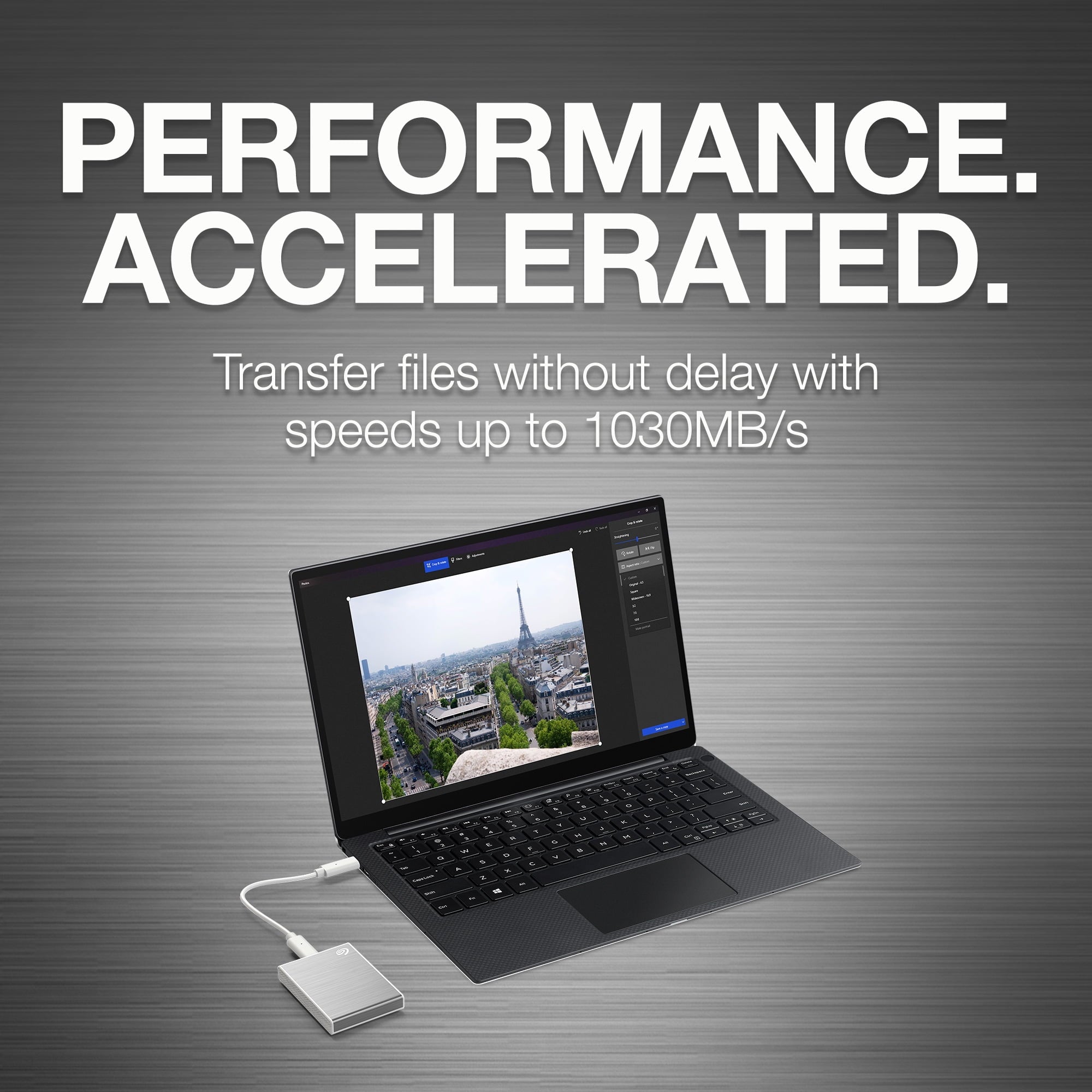 Seagate One Touch SSD 1TB External SSD Portable - Silver, Speeds up to 1030MB/s, with Android App, 1yr Mylio Create, 4mo Adobe Creative Cloud Photography Plan and Rescue Services (STKG1000401) - BACKUPMYFILESNOW