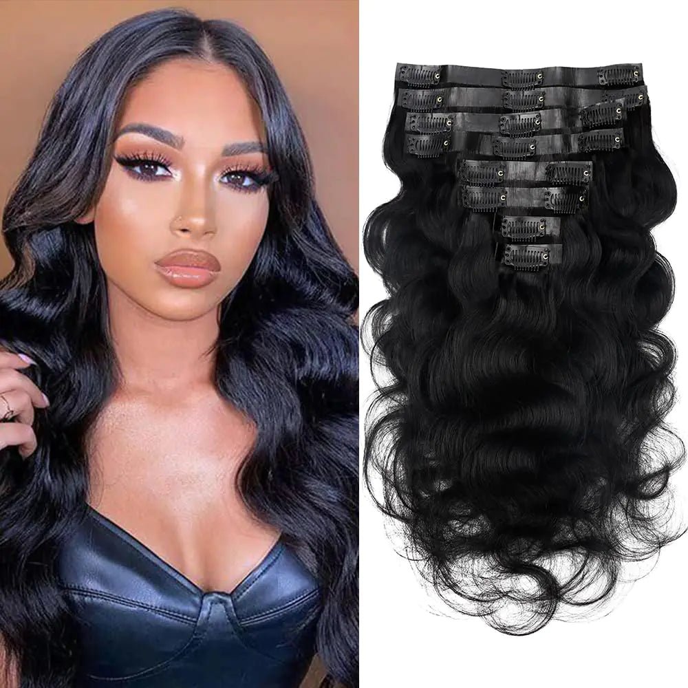 Seamless Clip in Hair Extensions Human Hair Invisible Clip In Extensions Human Hair Body wave Clip ins Human Hair Extensions For Black Women 100% Remy Human Hair 8pcs 120g(18Inch Natural Black) - BACKUPMYFILESNOW