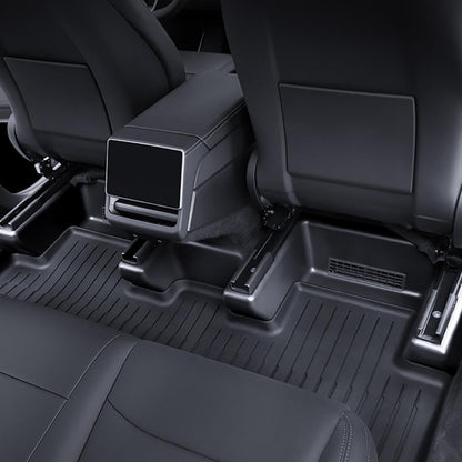 Set of five Tesery Model Y Juniper seat slide rail anti-kick guards, protective covers for Tesla Model Y interior.