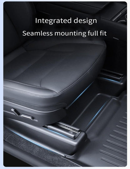 Set of five Tesery Model Y Juniper seat slide rail anti-kick guards, protective covers for Tesla Model Y interior.