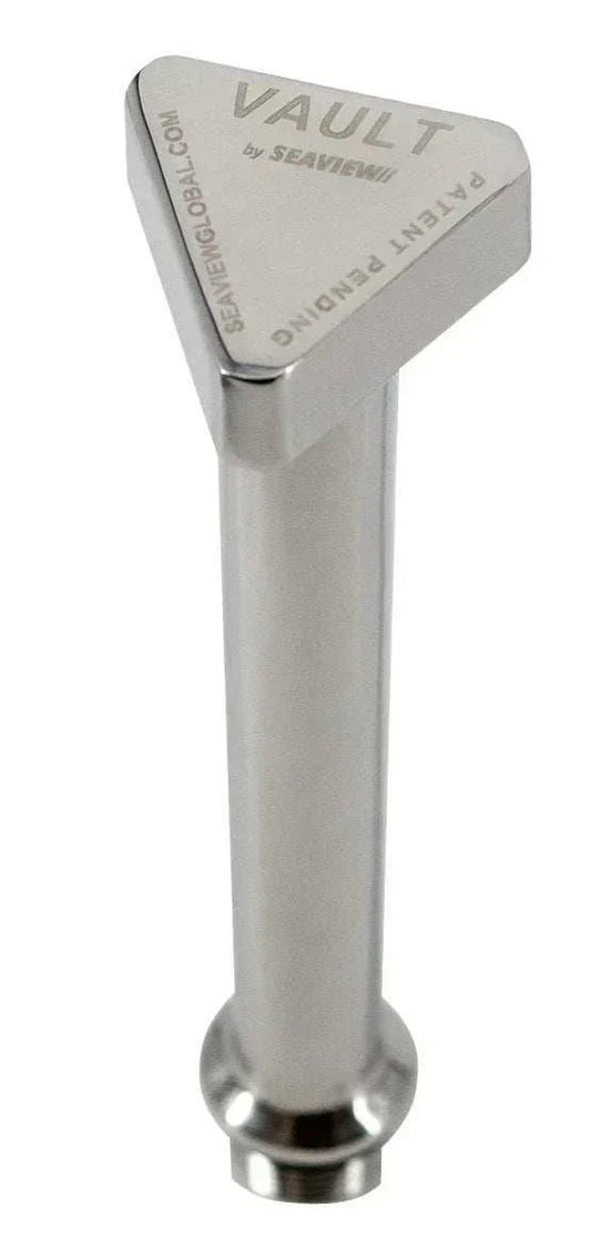 Seaview Global Vault Center Drain Plug made of stainless steel, designed for marine or industrial drainage systems.