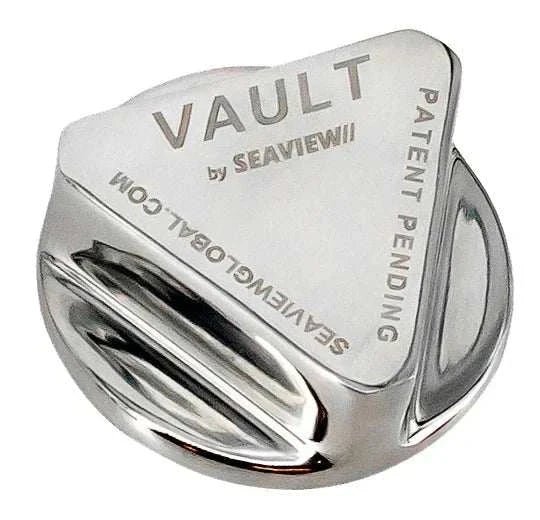Stainless steel Vault Drain Plug by Seaview Global showing its sturdy design and compact size for marine drainage systems.