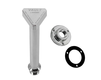 Seaview Global Vault Pro Center Drain Plug in stainless steel, designed for marine or boat drainage systems.