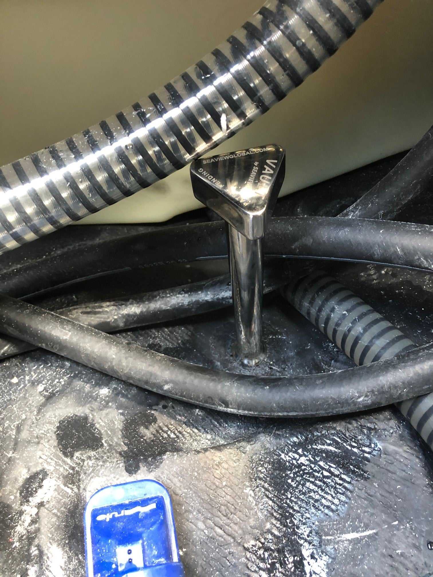 Seaview Global Vault Pro Center Drain Plug in stainless steel, designed for boat drain systems, with a durable, polished finish.