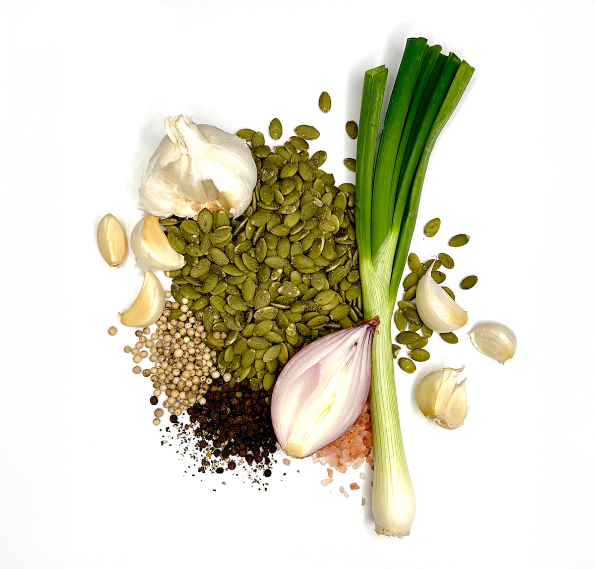 Abstract image of garlic seeds representing Zesty Garlic flavor from happinessfoods.com