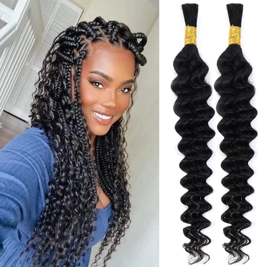 Selina Human Braiding Hair 1 Bundle 50g Loose Deep Human Hair Bulk Micro Braiding Hair Human Hair Deep Wave Bulk Human Hair For Braiding Natural Black Color (Loose Deep 20inch) - BACKUPMYFILESNOW