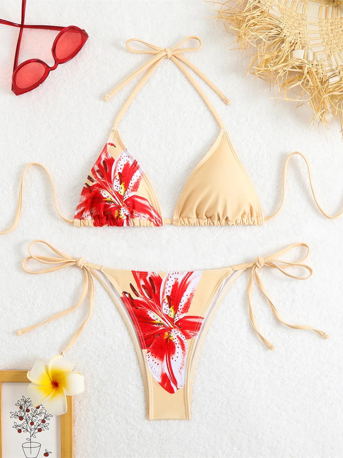 Sexy Micro Bikini 2025 Women Black Floral Print Push Up Bra Tie Side Thong Swimsuit Brazilian Beach Bathing Suit Pool Swimwear - BACKUPMYFILESNOW.COM®