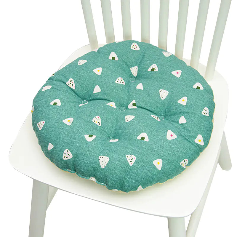 Round Chair Cushion for Bay Window - Printed Polyester Linen