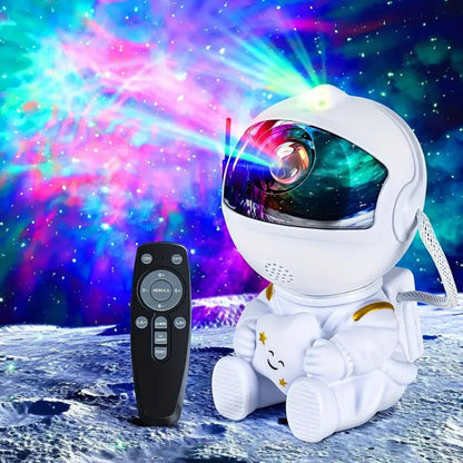 Black astronaut night light projector by Shaketea with starry night design, ideal for aesthetic room decor and gifts.