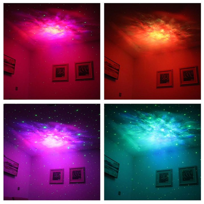 Shaketea astronaut night light projector with black guitar design, casting starry night images for aesthetic room decor.