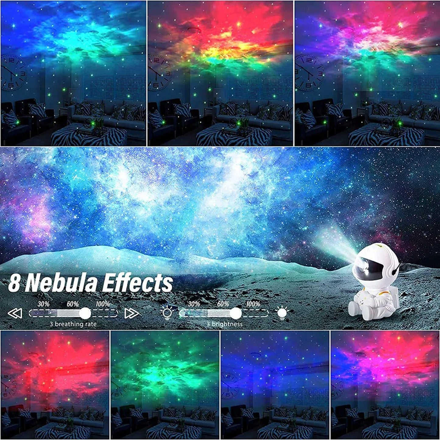 Shaketea astronaut night light projector with starry night design, ideal for aesthetic room decor and gifts.