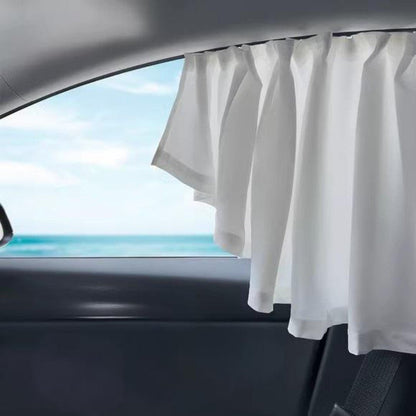 Set of four Tesla Model 3 and Y side window sunshades, made by Tesery, blocking sunlight and reducing interior heat.