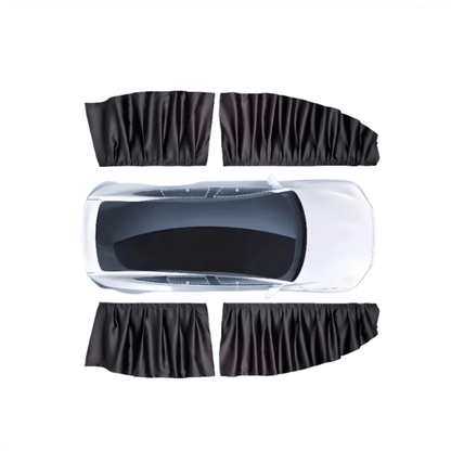 Set of four Tesery Tesla Model 3/Y side window sunshades, UV protection and privacy for rear and front windows.