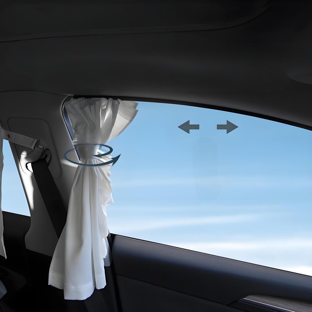 Set of four Tesery Tesla Model 3/Y side window sunshades, UV protection, easy to install, fits seamlessly for enhanced privacy.