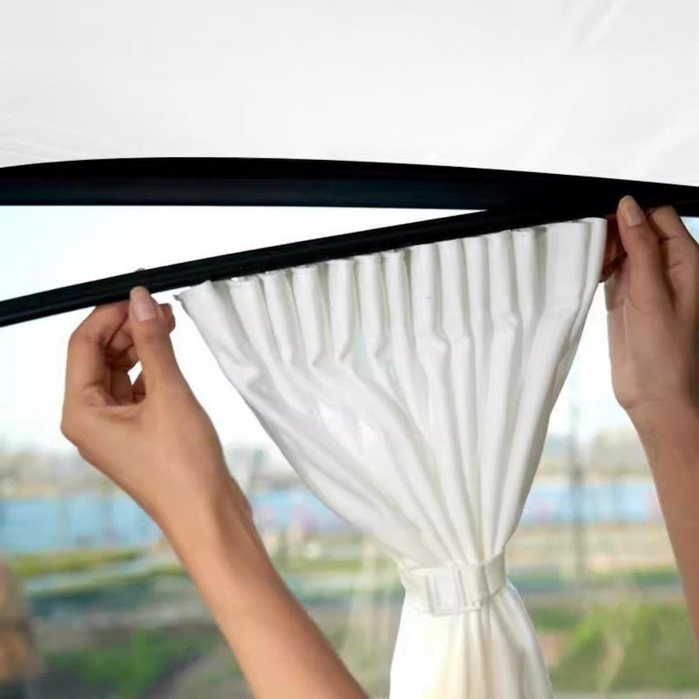 Set of four Tesla Model 3/Y side window sunshades, black sunshade panels for UV protection and privacy.
