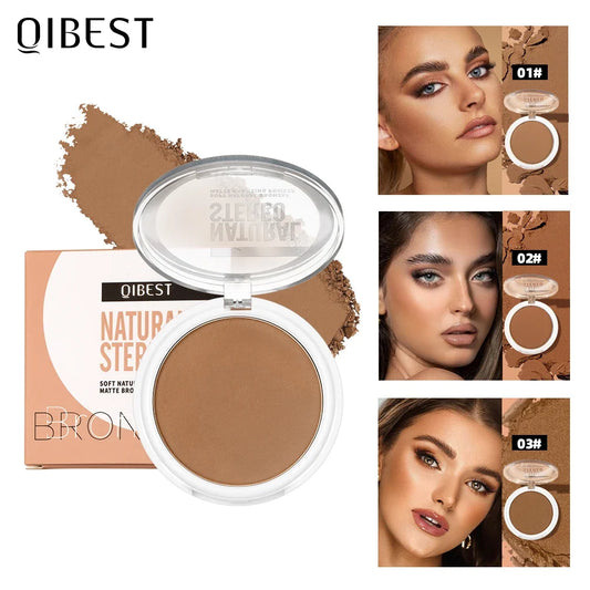 Silcy Skin QIBEST Cream Contour Palette with dark bronzing powder, highlighter, and concealer for face makeup application.