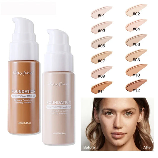 Silcy Skin liquid foundation and concealer in a compact container, showcasing waterproof and sweat-resistant professional makeup.