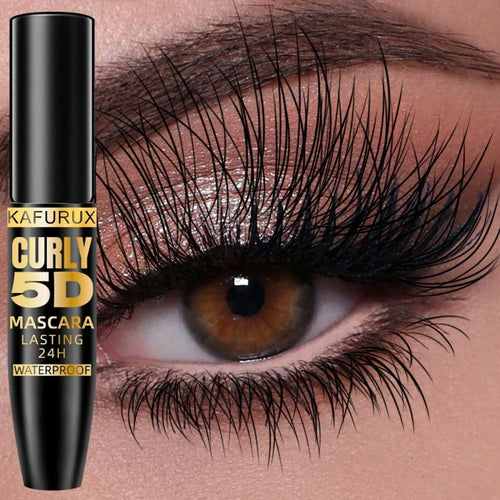 Silcy Skin 5D black waterproof mascara with silk fiber for long, thick eyelashes, ideal for female makeup and eye cosmetics.