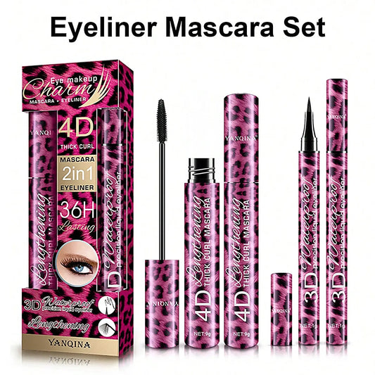 Silcy Skin YANQINA liquid eyeliner pencil and waterproof mascara set with thick curling mascara and eyebrow pencil for eye makeup.