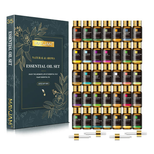 Silcy Skin MAYJAM aromatherapy essential oil gift set with lavender, jasmine, eucalyptus, vanilla, peppermint, and sandalwood fragrances