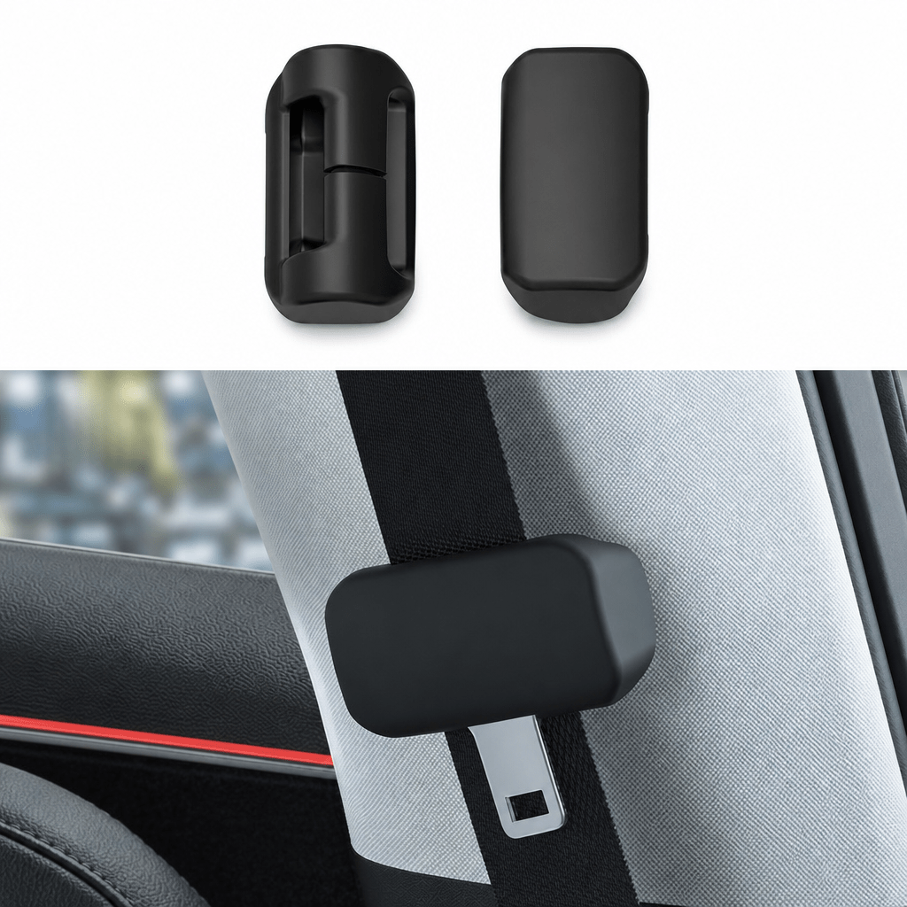 Silicone seat belt buckle cover set for Tesla Model Y Juniper and Model 3 Highland, providing protection and a stylish look.