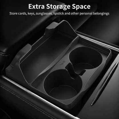 Silicone center console cup holder insert for Tesla Model 3 and Model Y, anti-spill storage box for secure drink placement