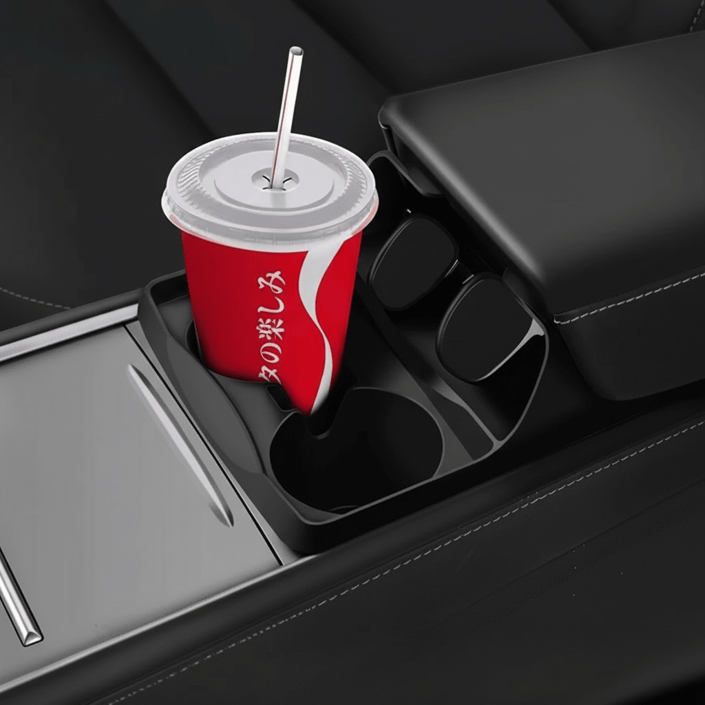 Silicone center console cup holder insert for Tesla Model 3 and Model Y, anti-spill storage box for secure drink placement