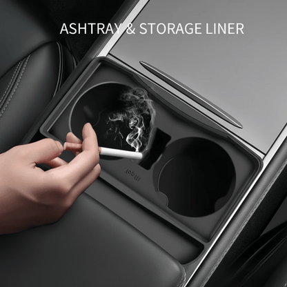 Silicone center console cup holder insert for Tesla Model 3 and Model Y, anti-spill storage box for secure beverage placement