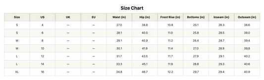 Size chart for Threaded Pear Aurorra Length Regular Fit Jeans, showing measurements and fit details.