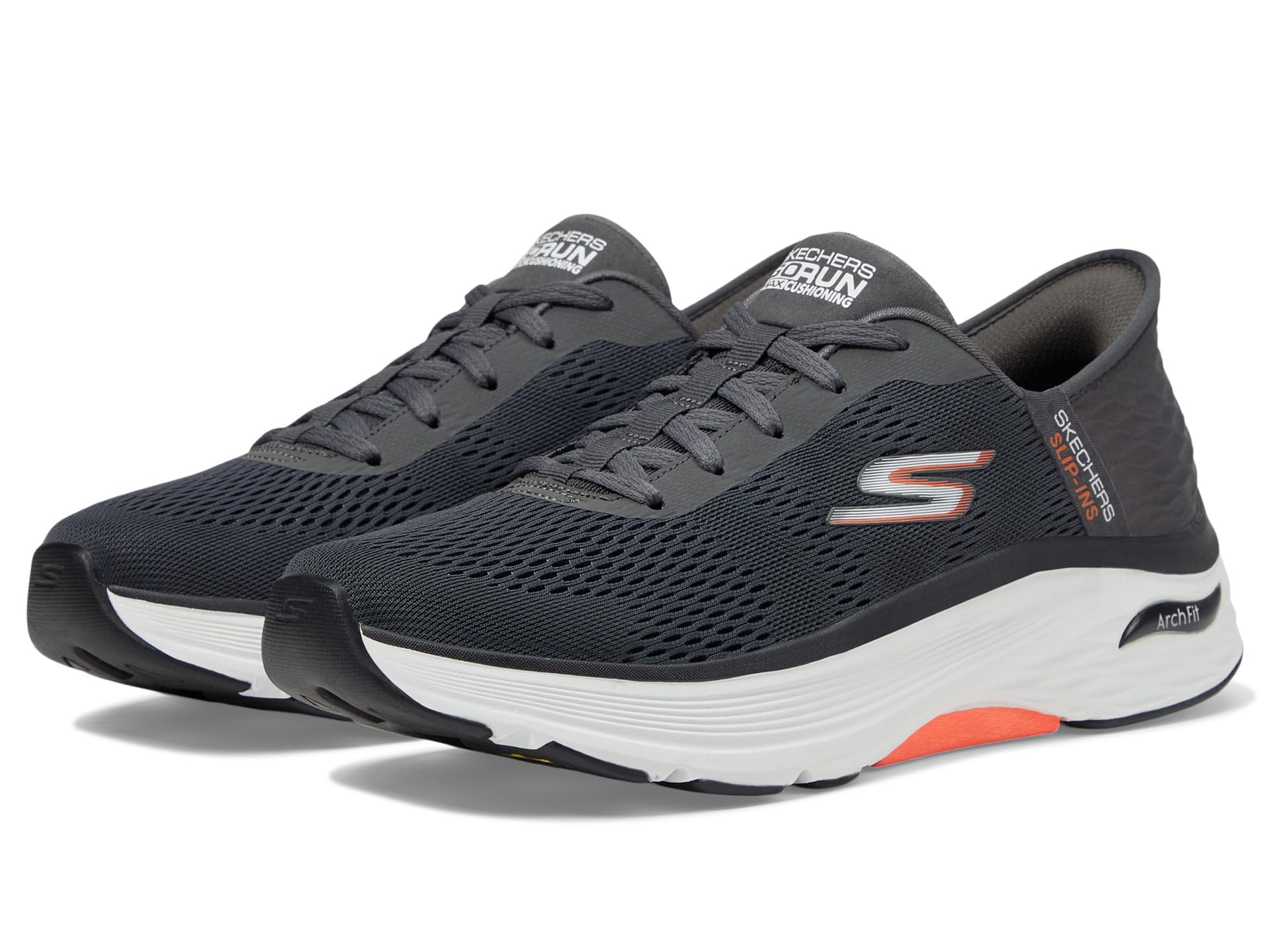 SKECHERS Mens Hands Free Slip - ins: Go Run Max Cushioning Arch Fit - Game Sneaker Charcoal/Black 10 - BACKUPMYFILESNOW