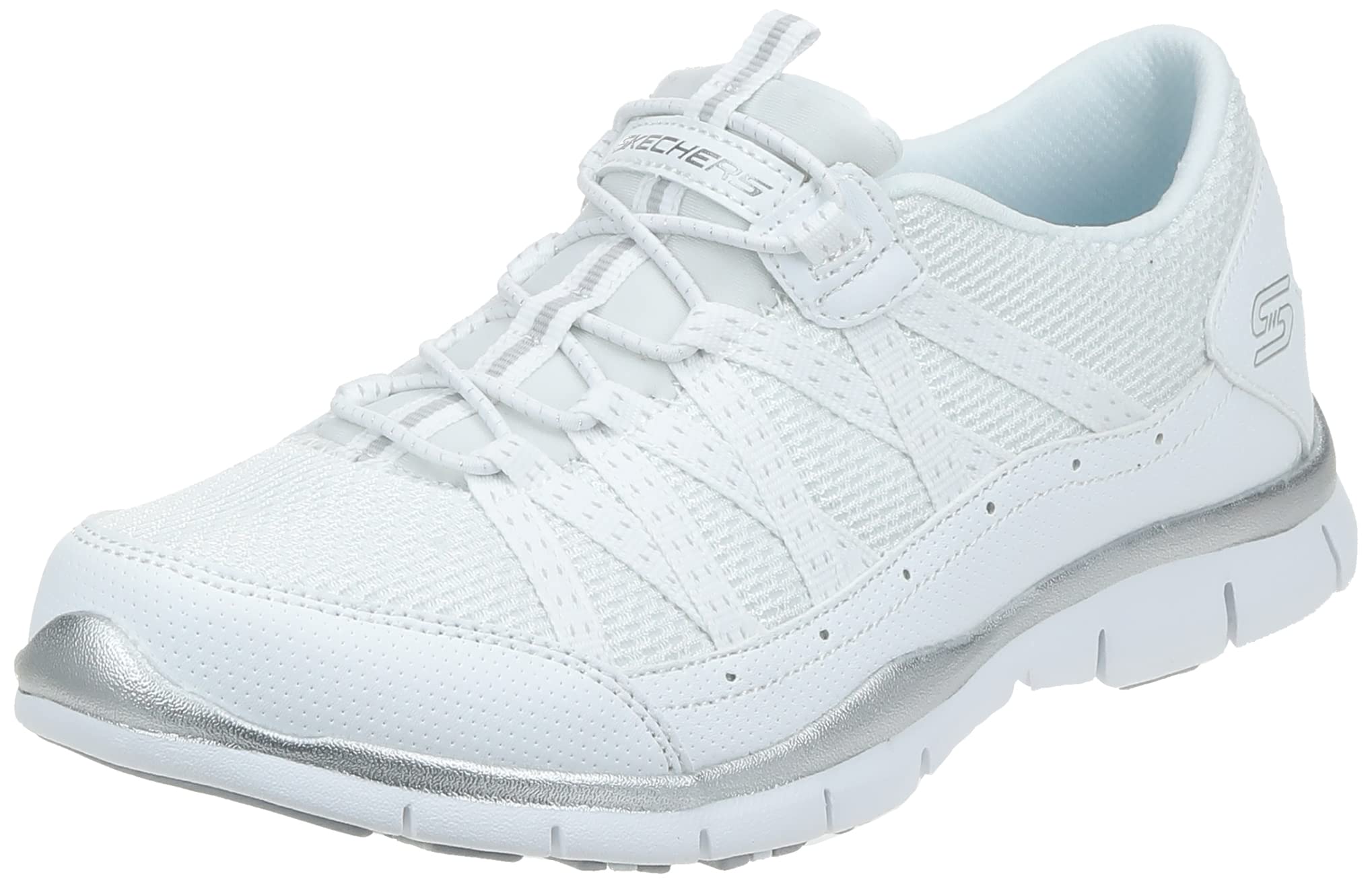 Skechers Womens Gratis - Strolling Sneaker White/Silver WSL 9 M US - BACKUPMYFILESNOW