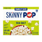 SkinnyPop gluten-free sea salt microwave popcorn snack multipack, 12 packs of 2.8 oz each, in a colorful packaging.