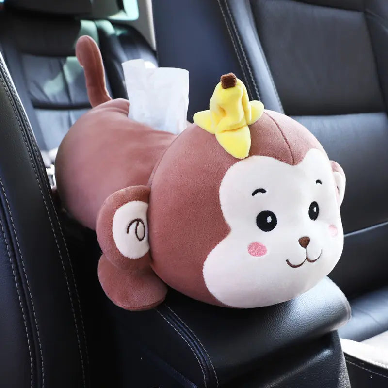 Cute Plush Car Armrest Tissue Box Holder