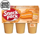 Four Snack Pack butterscotch pudding cups, 5.5 oz each, in a six-pack, featuring creamy butterscotch dessert in individual cups.