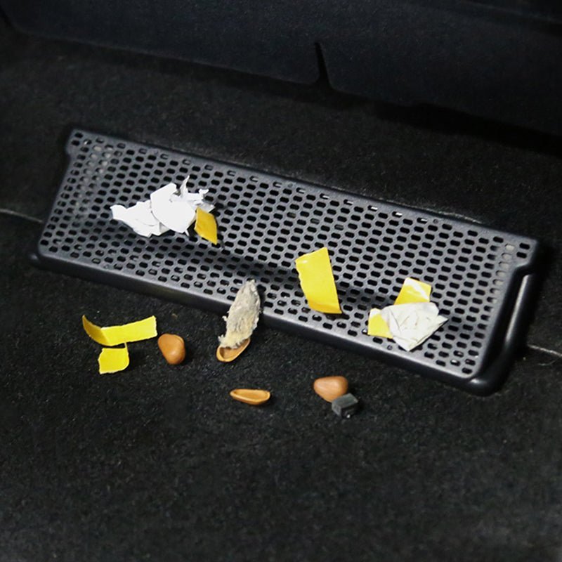 Pair of Tesery Tesla Model 3/Y rear vent covers, snap-in dust protectors for vehicle ventilation and protection.