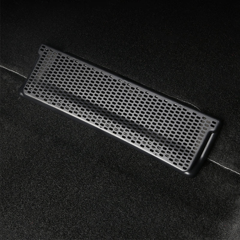 Pair of Tesery Tesla Model 3/Y rear vent covers, protective snap-in dust covers for rear vents on Tesla electric vehicles.