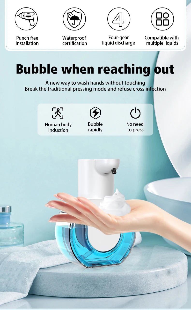 Soap Dispensers Touchless Automatic Foam Bathroom Smart Washing Hand Machine with USB Charging White High Quality ABS Material - BACKUPMYFILESNOW