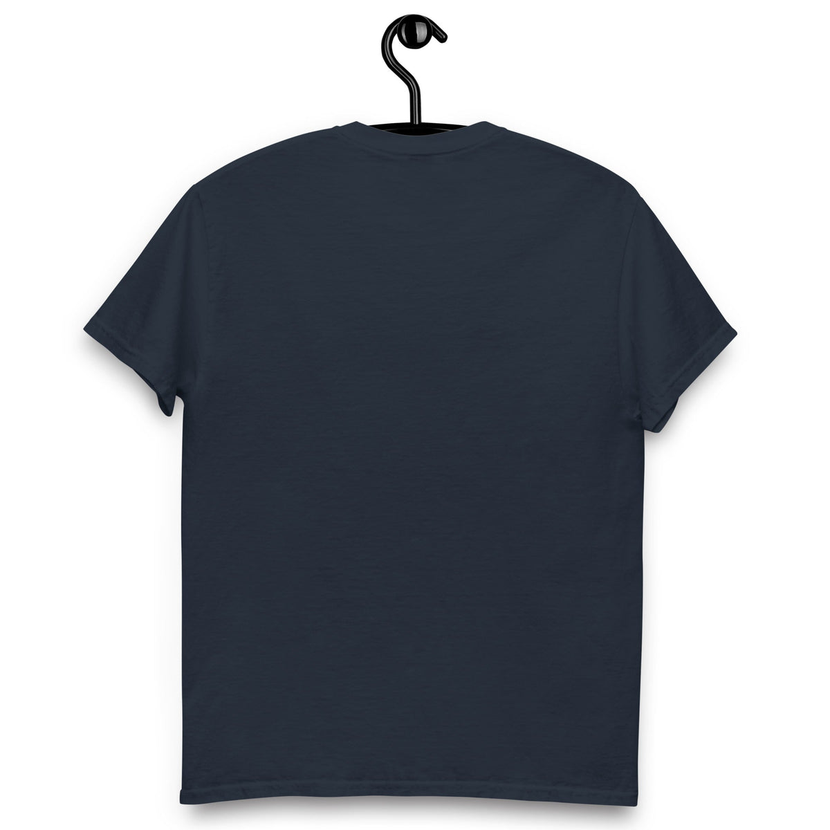 Navy Space Cat Yarn Explorer T-Shirt by Darn Good Yarn featuring a space cat graphic and yarn design on the front.