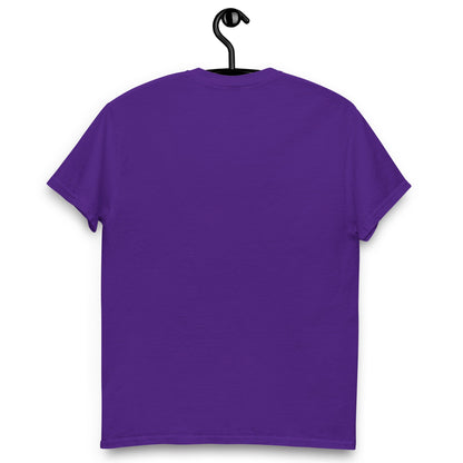 Navy Space Cat Yarn Explorer T-Shirt by Darn Good Yarn featuring a space-themed cat graphic on the front.